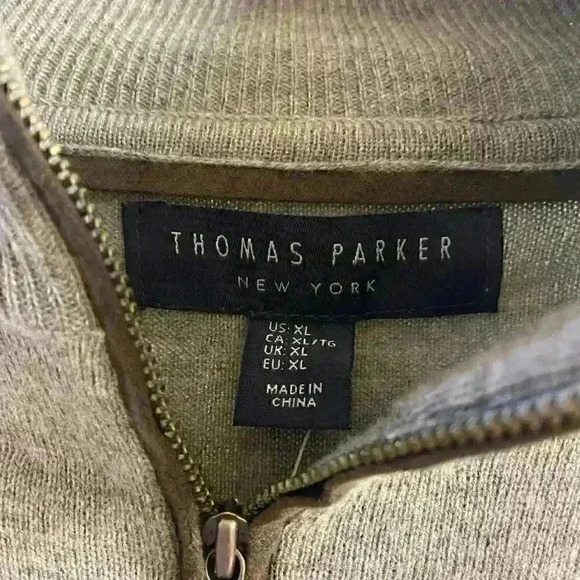 THOMAS PARKER NWT Mens Grey Wool Blend 1/4 Zip Pullover Sweater, XL. - Picture 4 of 5